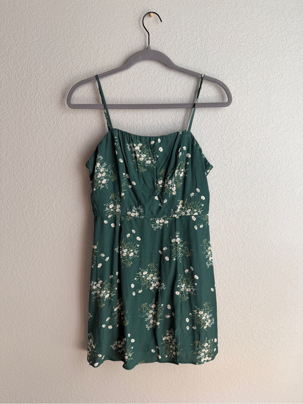 miami Dark Green Floral Spaghetti-Strap Mini Dress